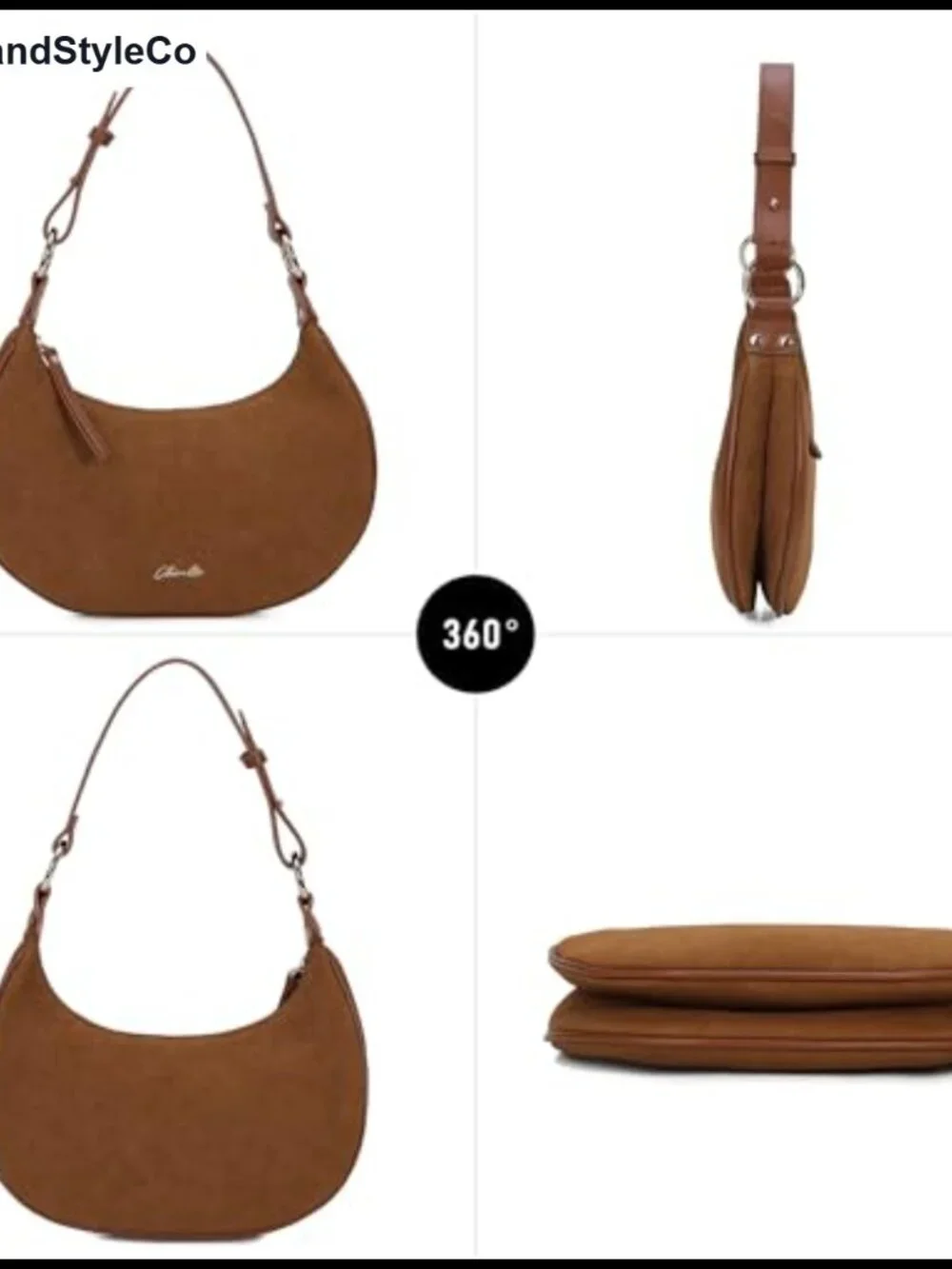 Vintage Hobo Tote Handbag Shoulder Bag Faux Leather Adjustable Strap